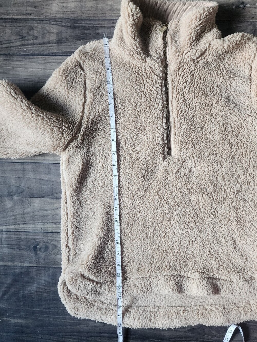Calvin Klein Beige Sherpa Teddy Fleece Quarter Zip Pullover - Picture 6 of 9